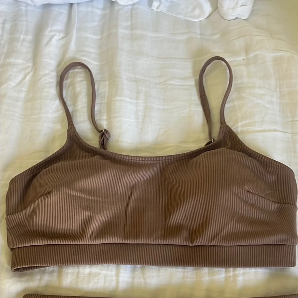 Brown Ribbed Bikini Set - Picture 2 of 5